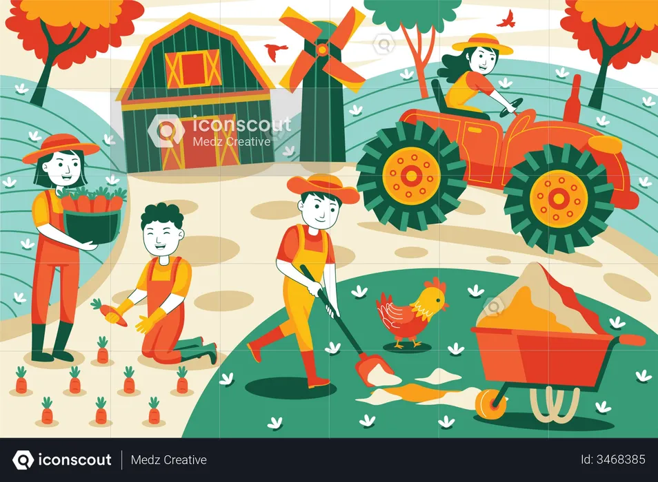 People farming  Illustration