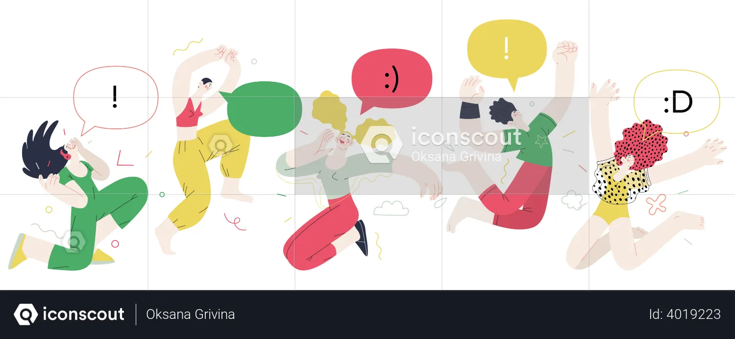 People feeling cheerful  Illustration