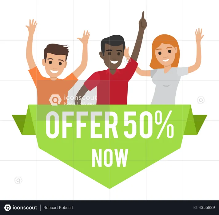 People feeling happy by discount  Illustration