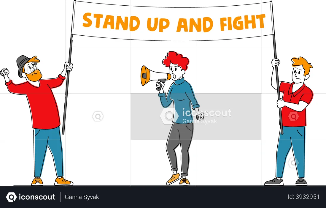 People Fighting for their Rights  Illustration