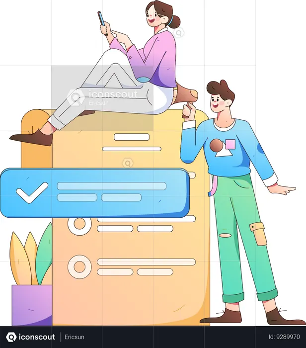 People filling questionnaire form  Illustration