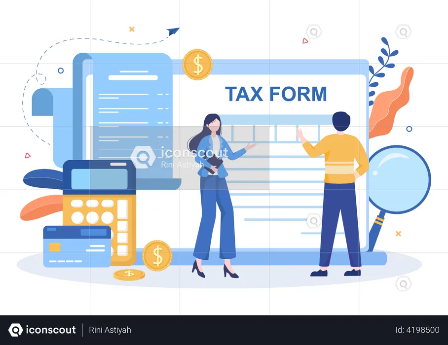 People filling Tax form  Illustration