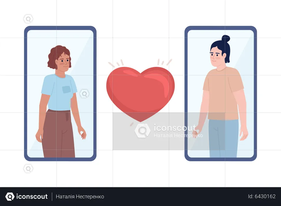 People finding love on dating app  Illustration