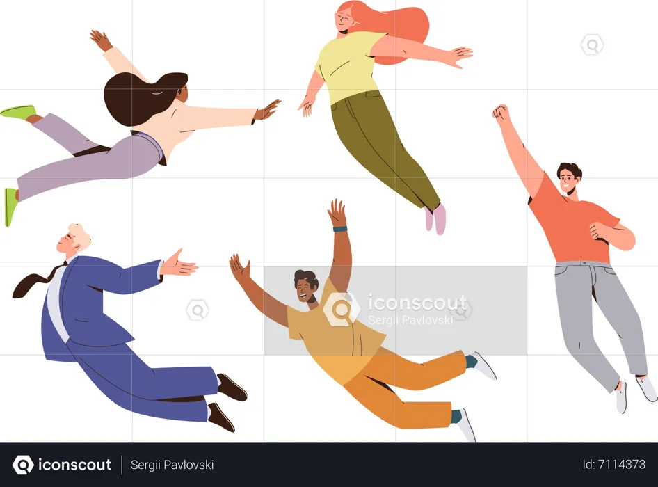 People flying in air  Illustration