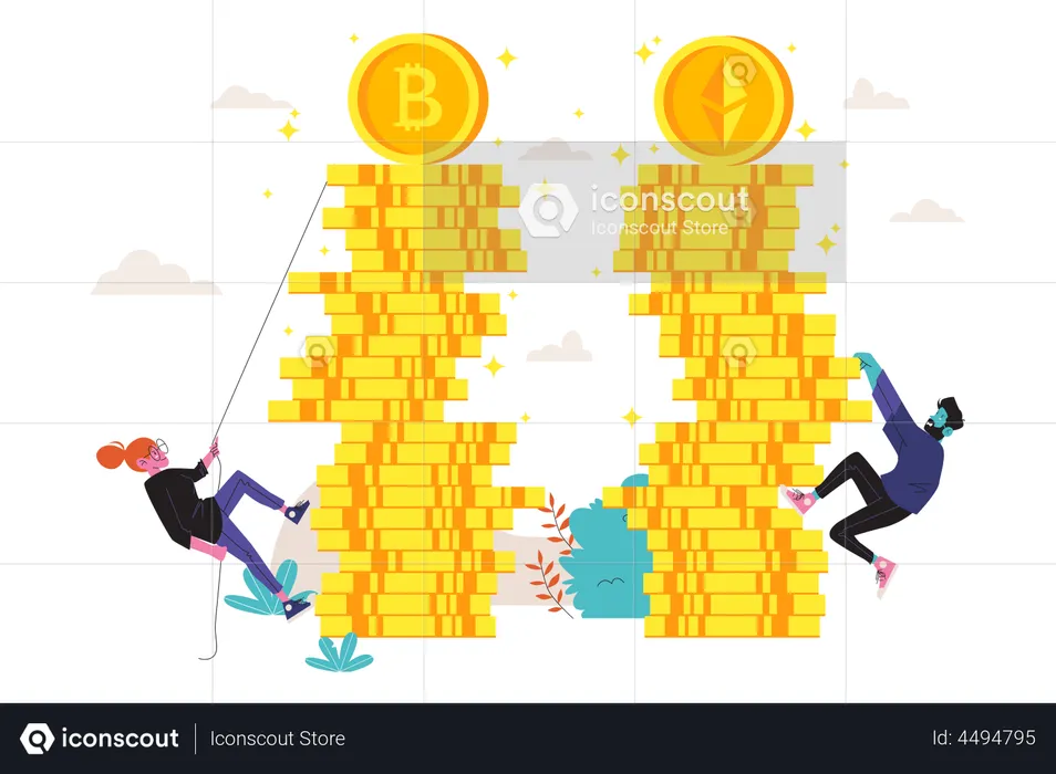 People generating profits from cryptocurrencies  Illustration