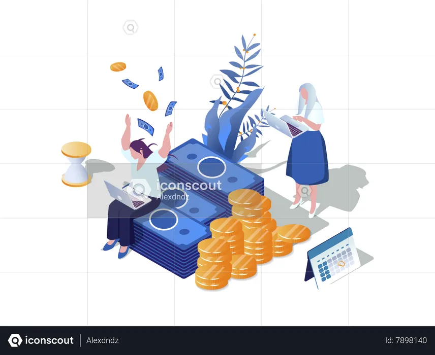 People get instant personal bank loan and using special financial credit program for secure finance investment  Illustration