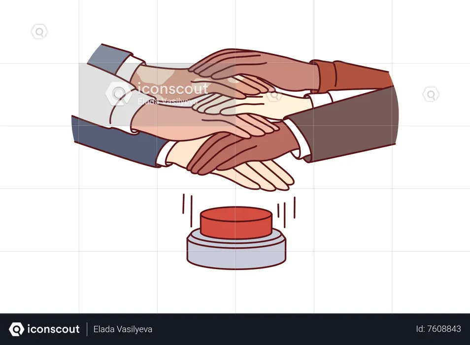 People get ready to press button  Illustration