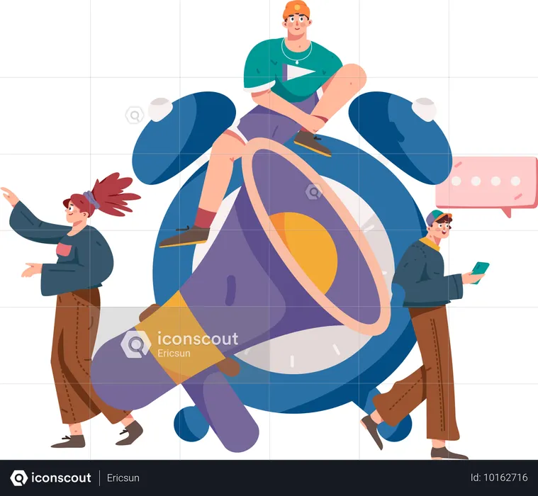 People getting marketing notification  Illustration