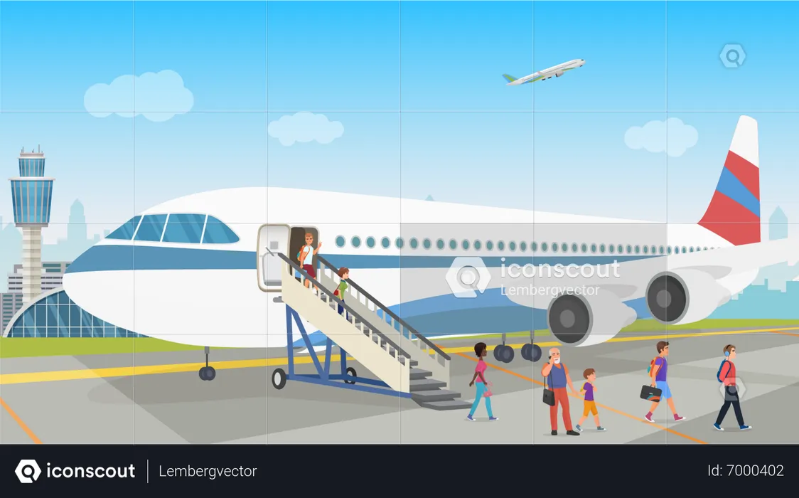 People getting onboard on plane  Illustration