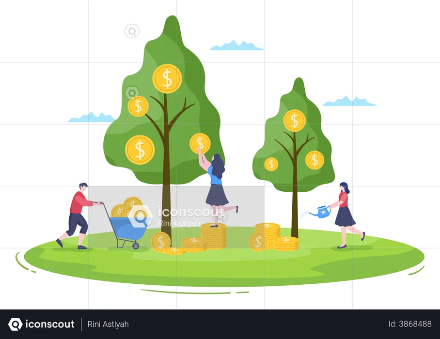 People getting returns from investments  Illustration