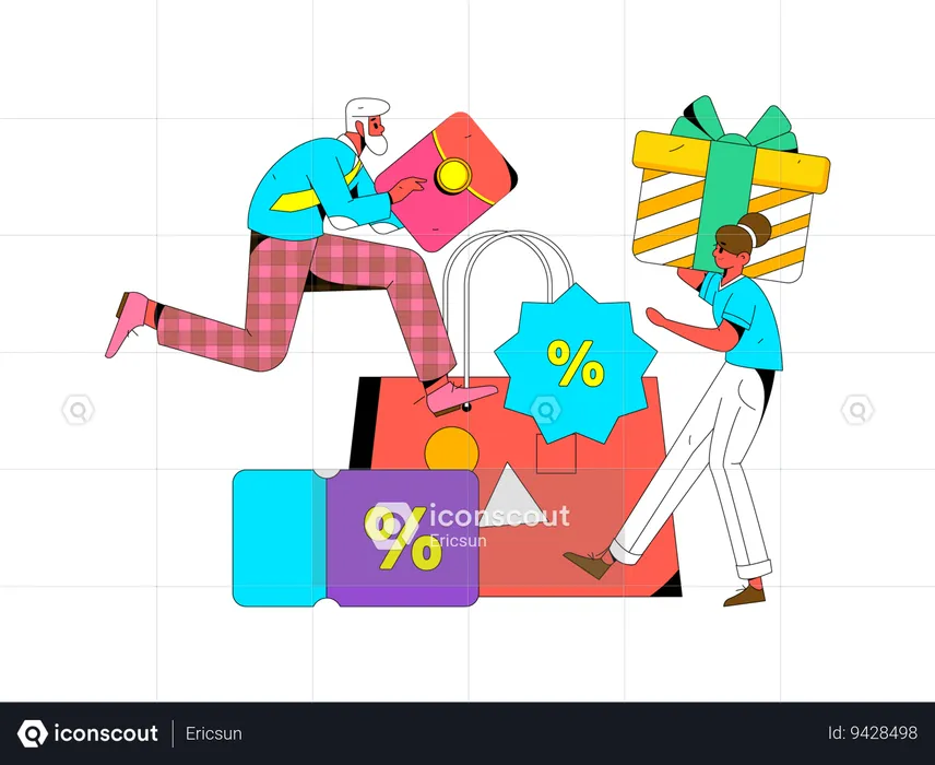 People getting Shopping Voucher  Illustration