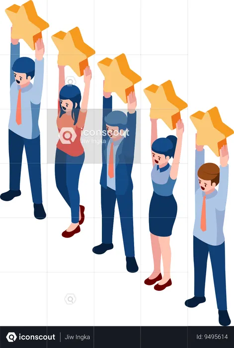 People Give Five Star Rating  Illustration