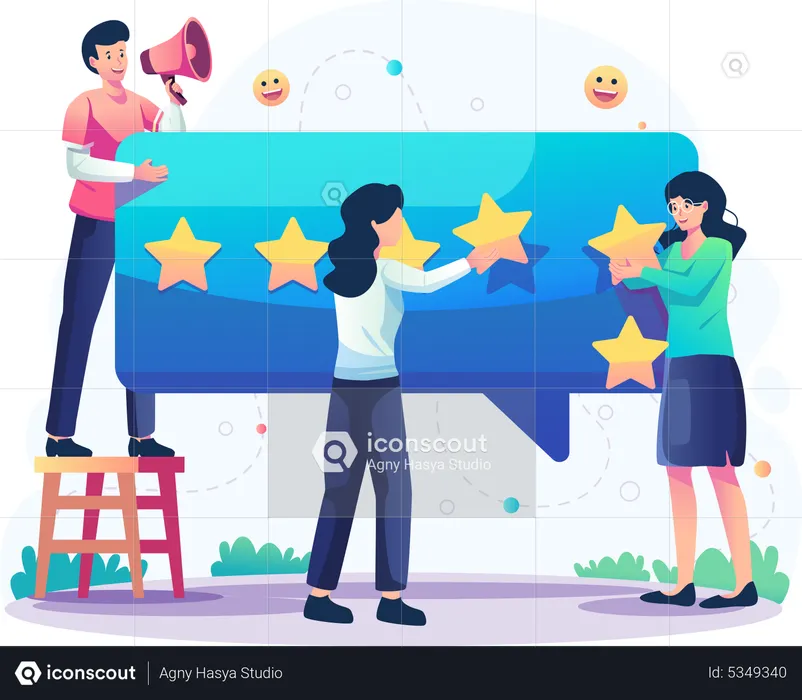 People give five star ratings  Illustration