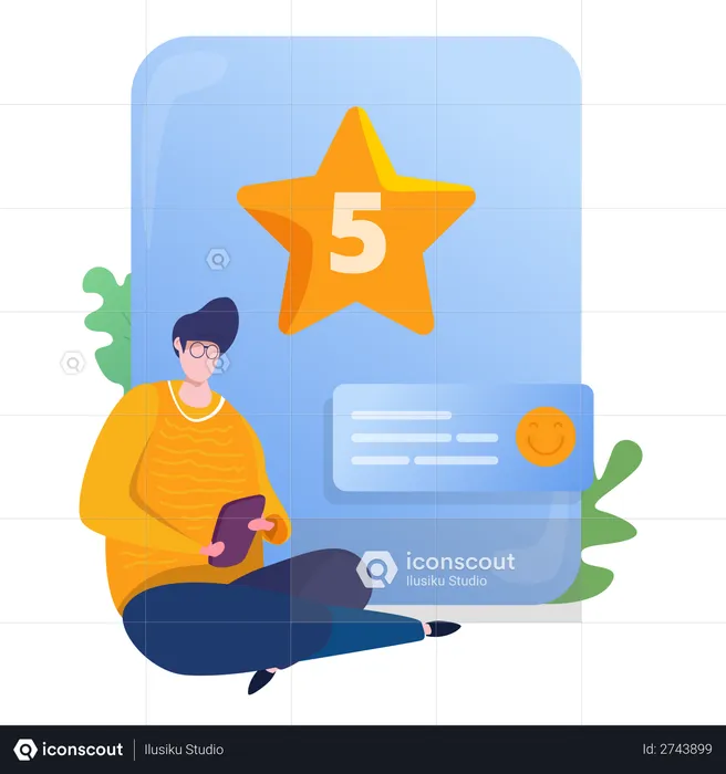 People giving 5 stars rating for feedback  Illustration