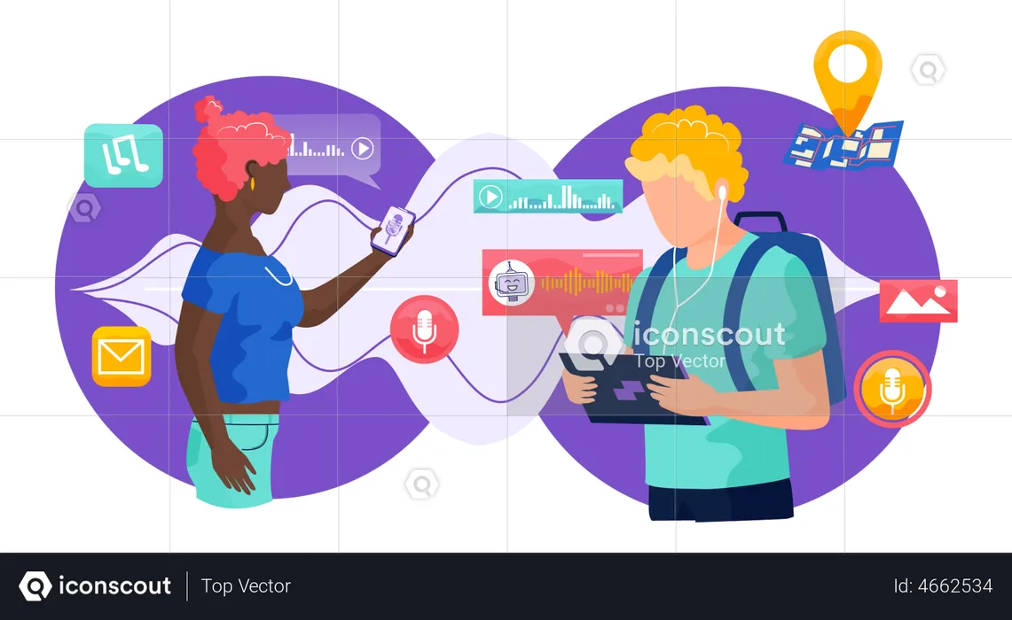People giving command to smart device  Illustration