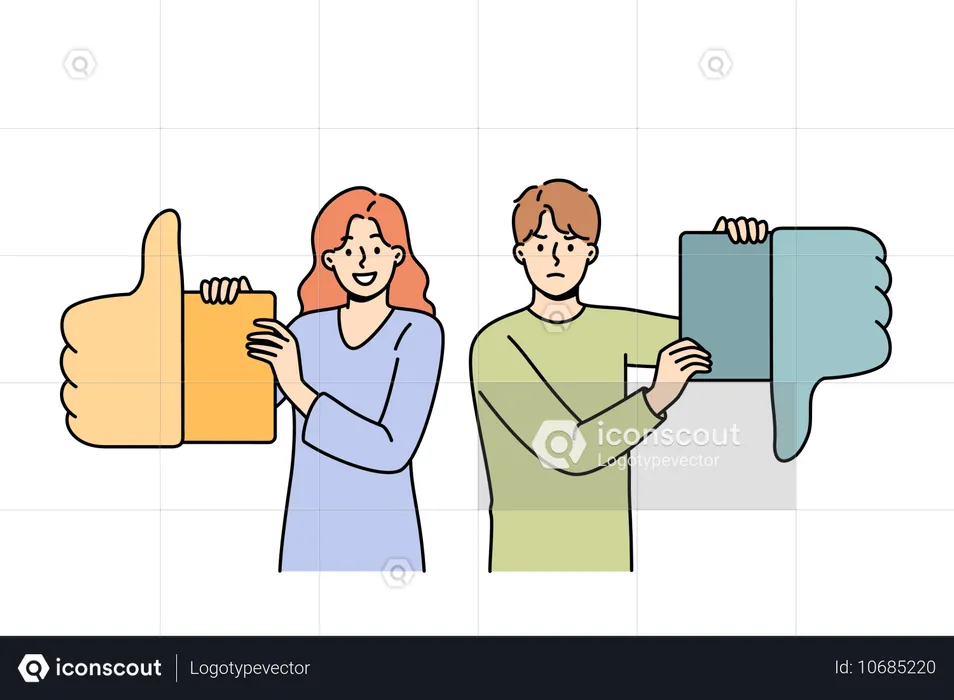 People giving feedback using hand symbols  Illustration