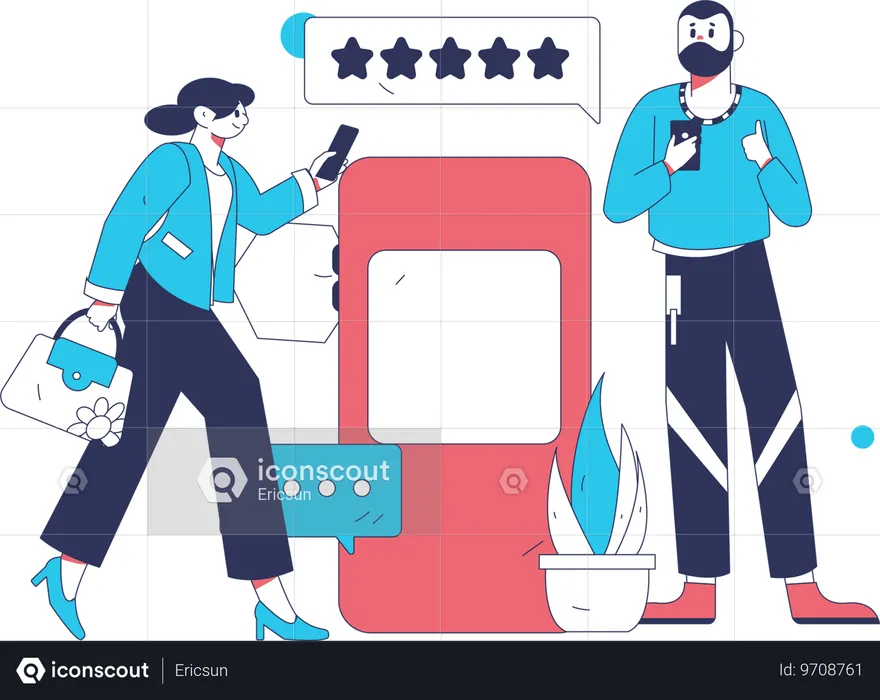 People giving mobile review  Illustration