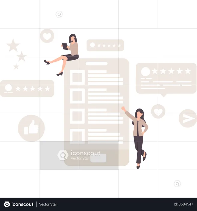 People giving online feedback  Illustration