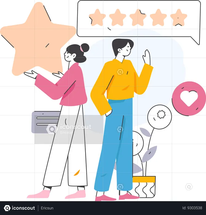 People giving online ratings  Illustration