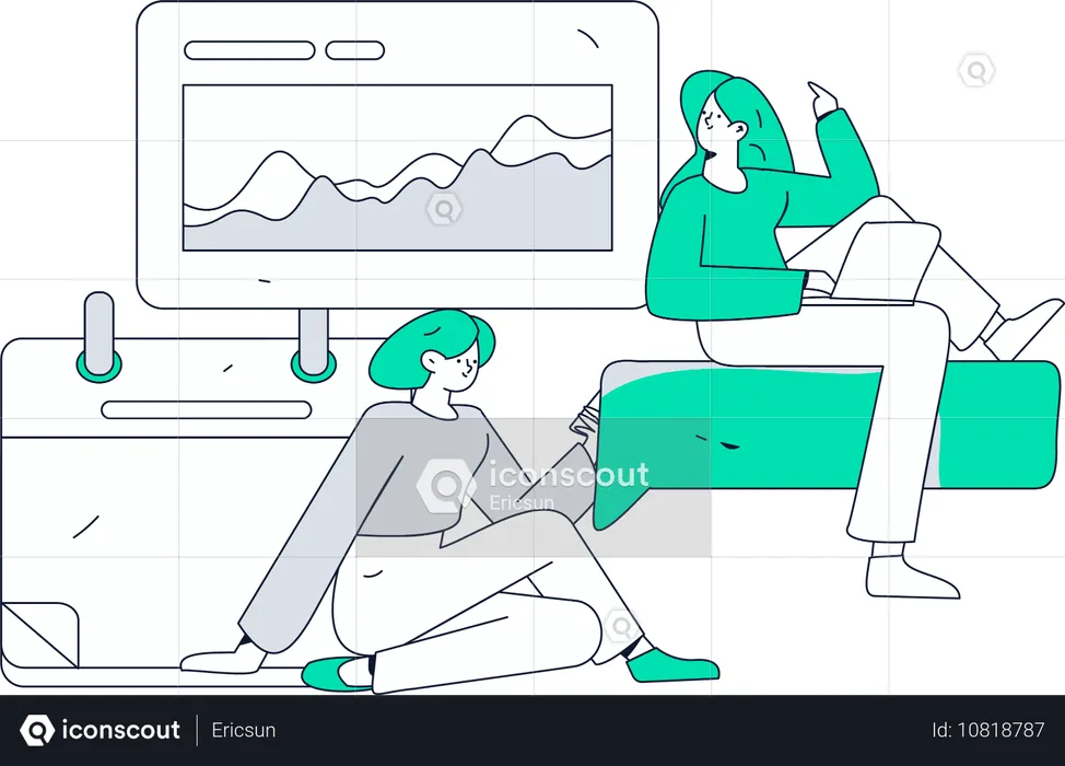 People giving virtual data examination  Illustration