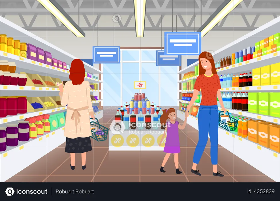 People going for shopping at Superstore  Illustration