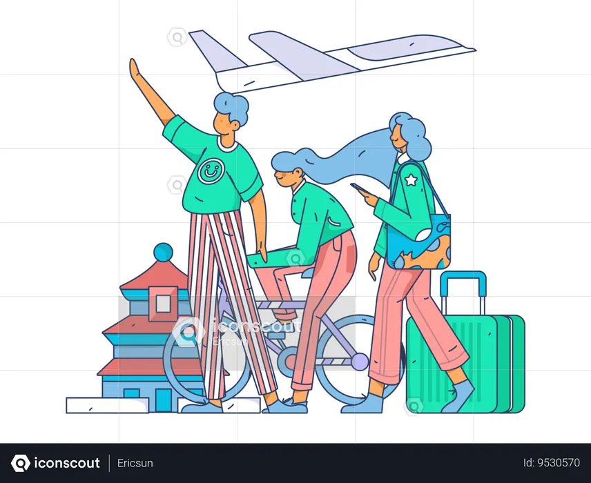 People going on overseas journey  Illustration