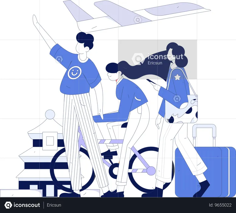 People going on overseas journey  Illustration