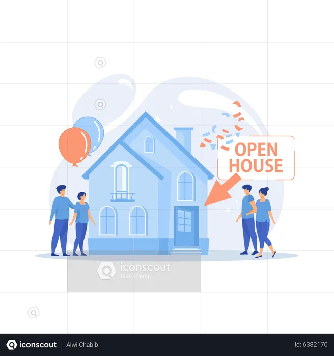 People going to housewarming party  Illustration