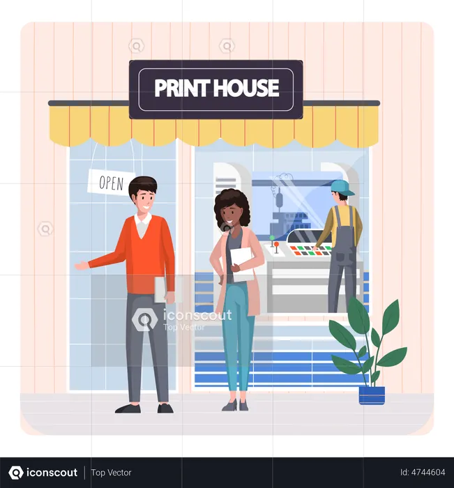 People going to print house  Illustration