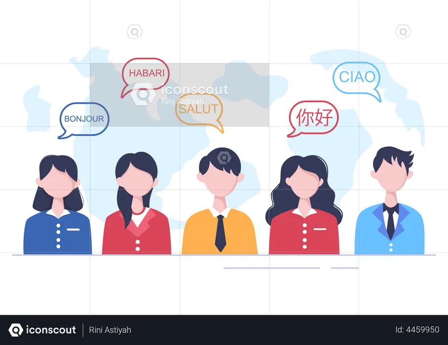 People greeting in their country languages  Illustration