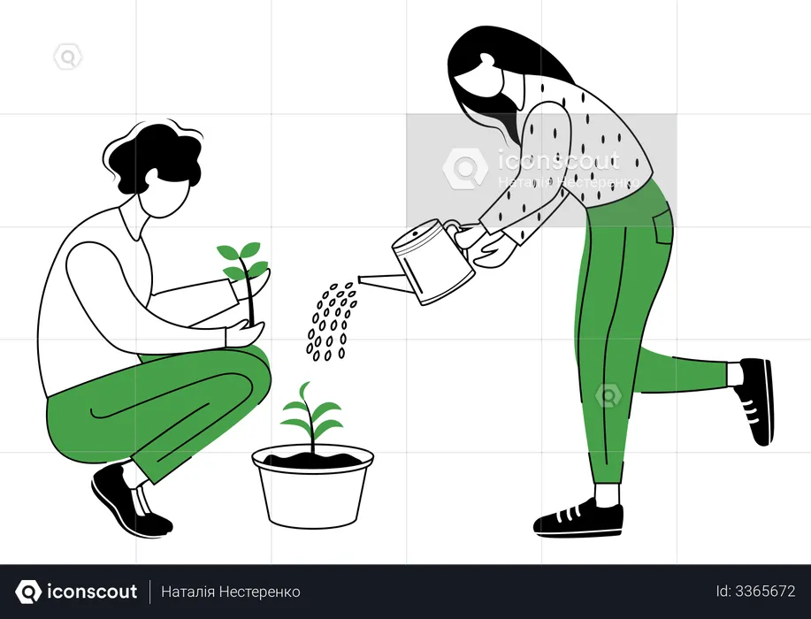 People growing plants  Illustration