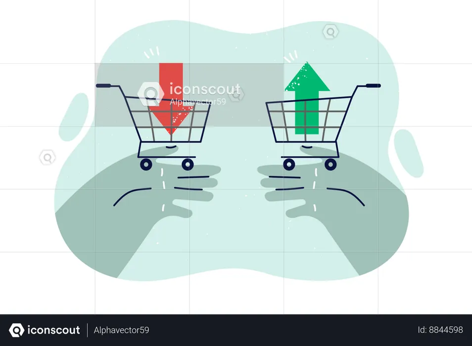 People hands with shopping baskets  Illustration
