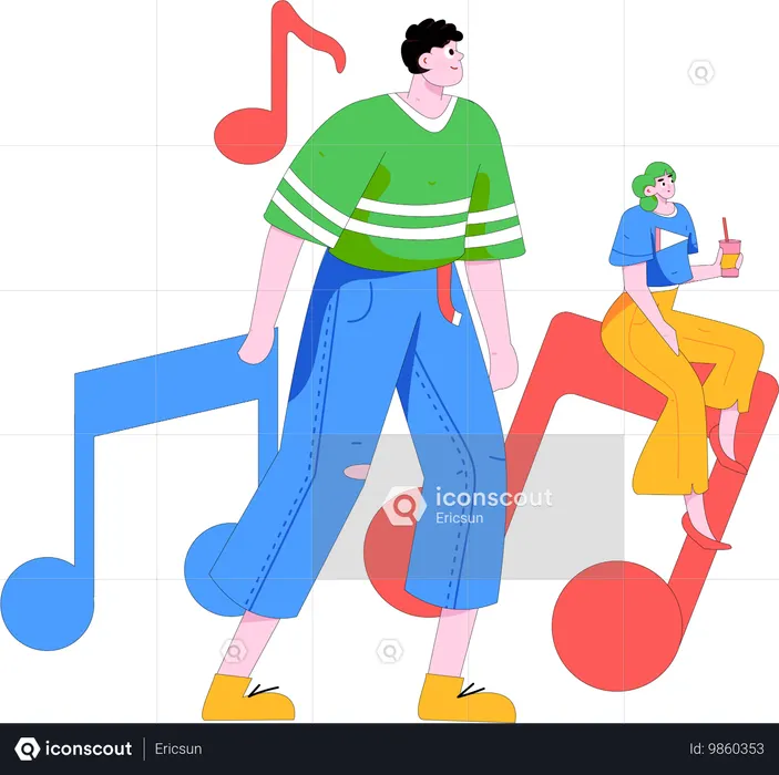 People having melodic experience  Illustration
