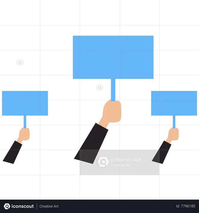 People hold a blank placard  Illustration