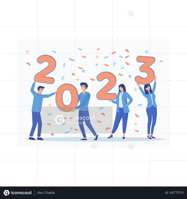 People holding 2023 New Year  Illustration