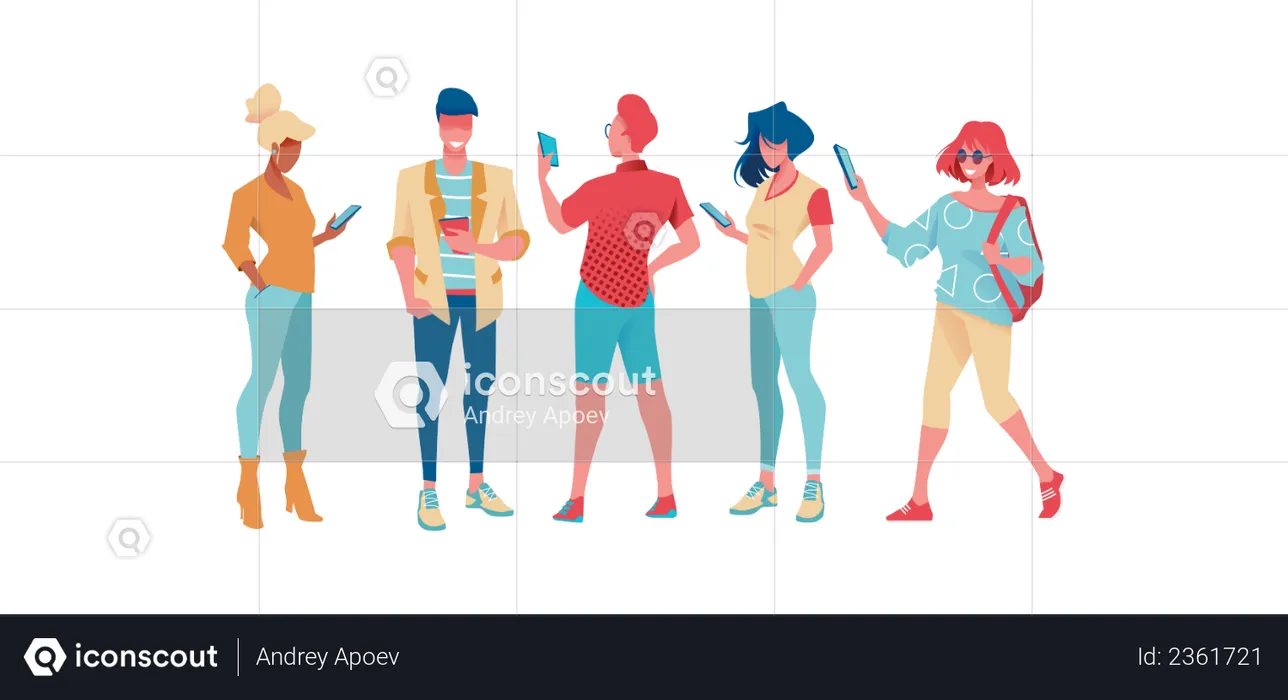 People holding mobile in hand  Illustration