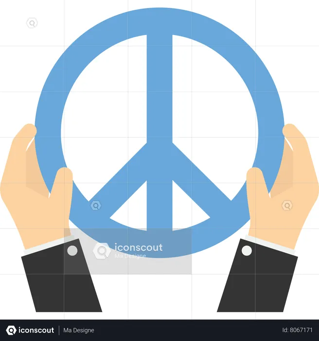 People holding peace symbols  Illustration