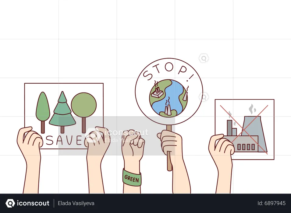 People holding poster of save enviroment  Illustration