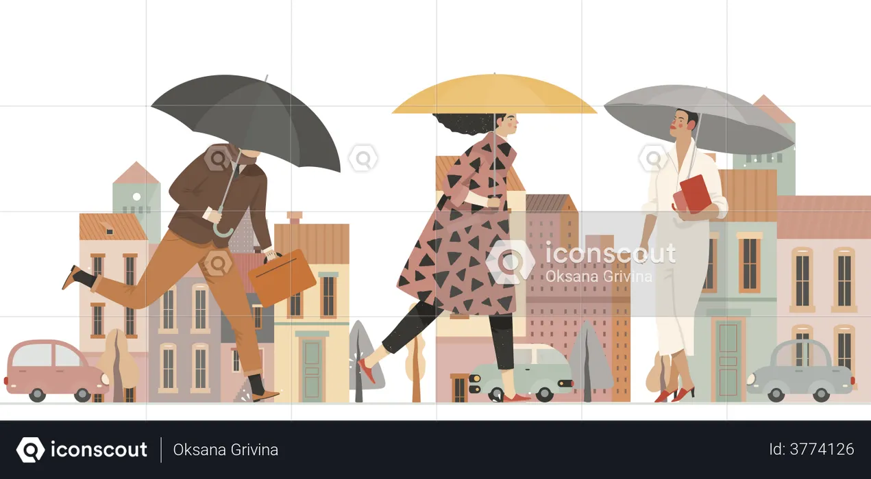 People holding umbrella  Illustration