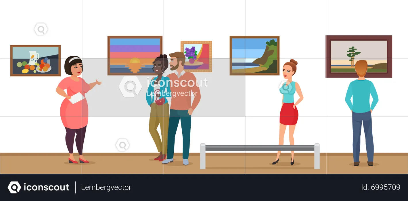 People in art museum  Illustration