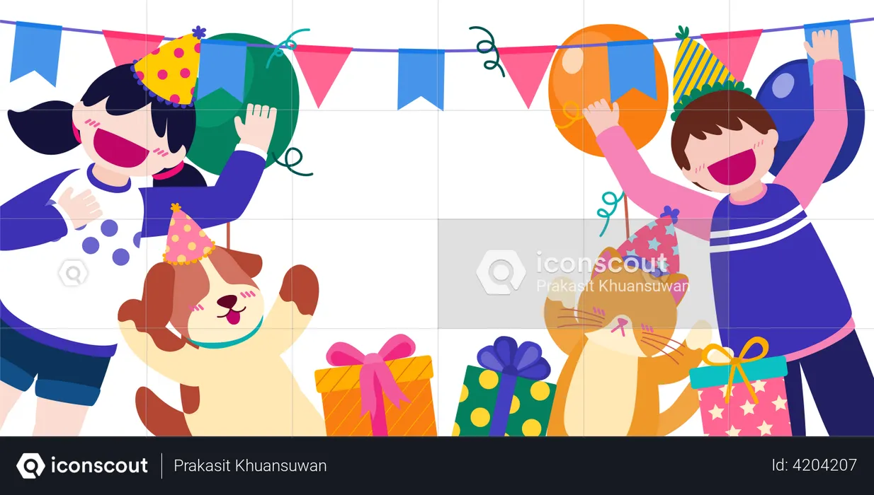 People in birthday party  Illustration