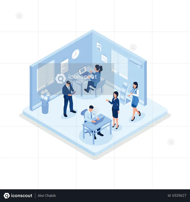 People in coworking office  Illustration