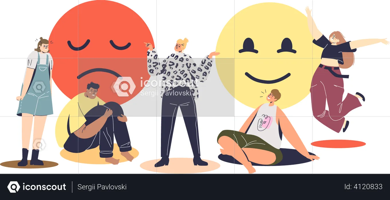 People in good and bad mood  Illustration