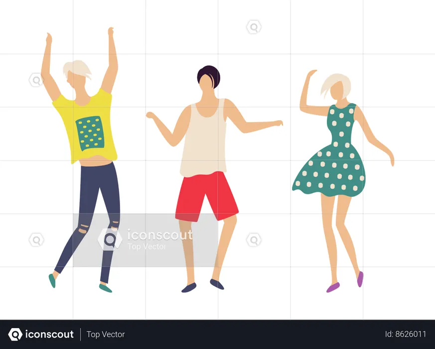 People in good mood dancing  Illustration