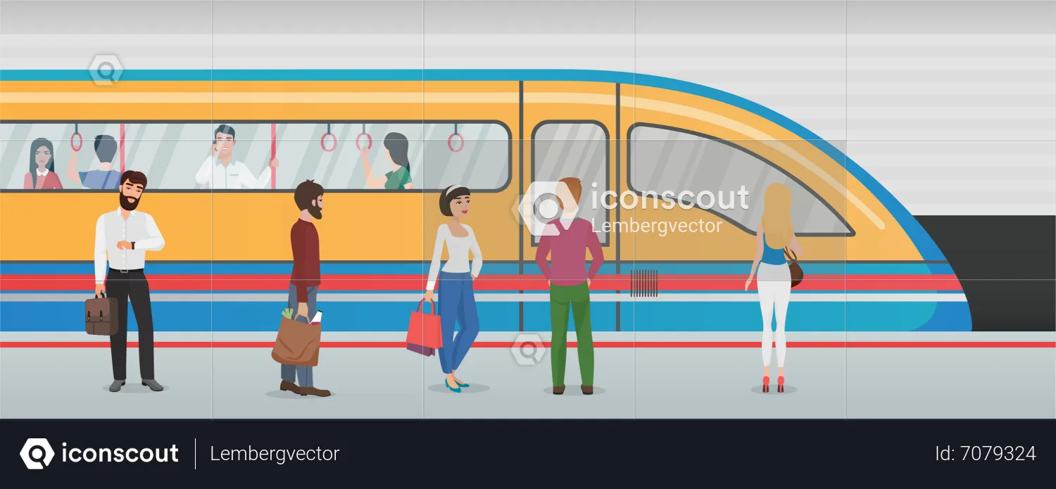 People In Metro  Illustration