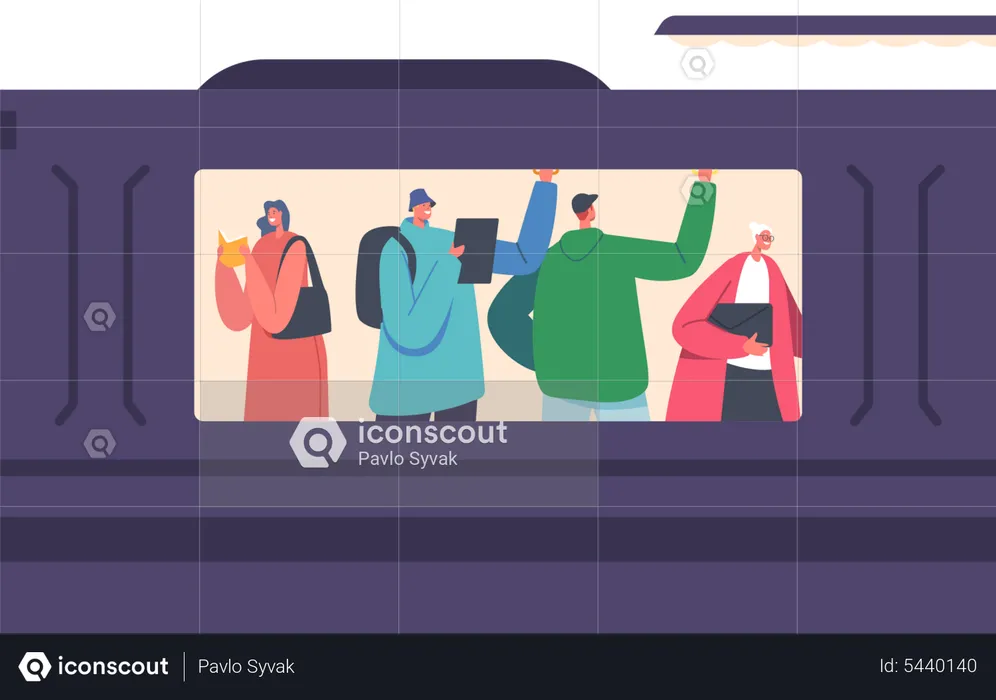 People in Metro Tube  Illustration