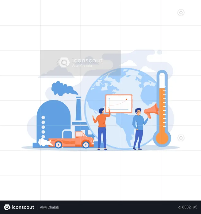 People in panic to announce global heating data  Illustration