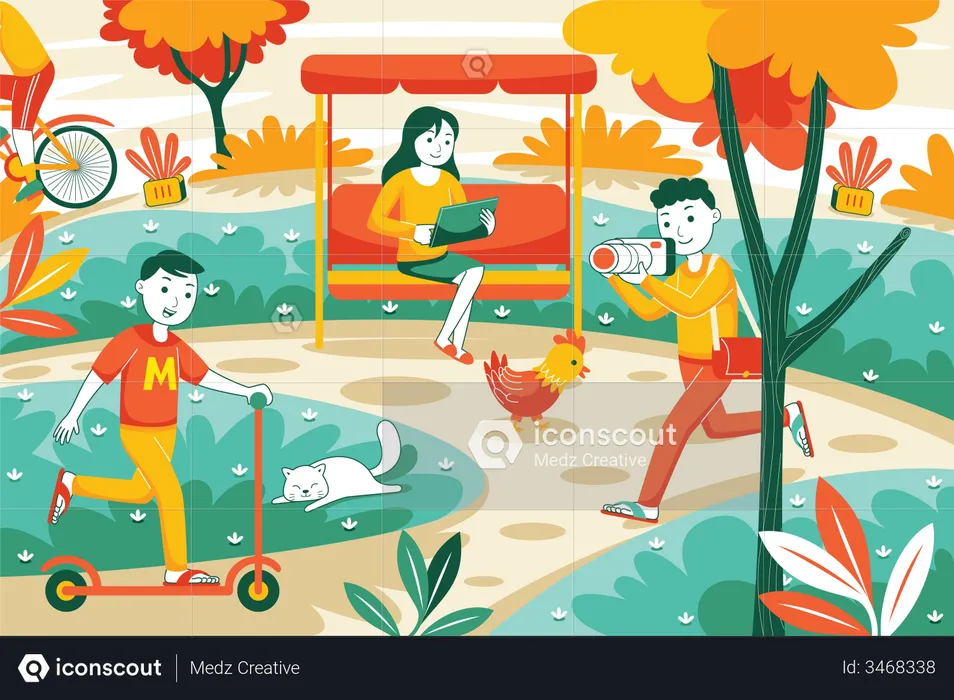 People in park  Illustration