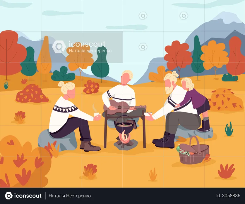 People in picnic  Illustration