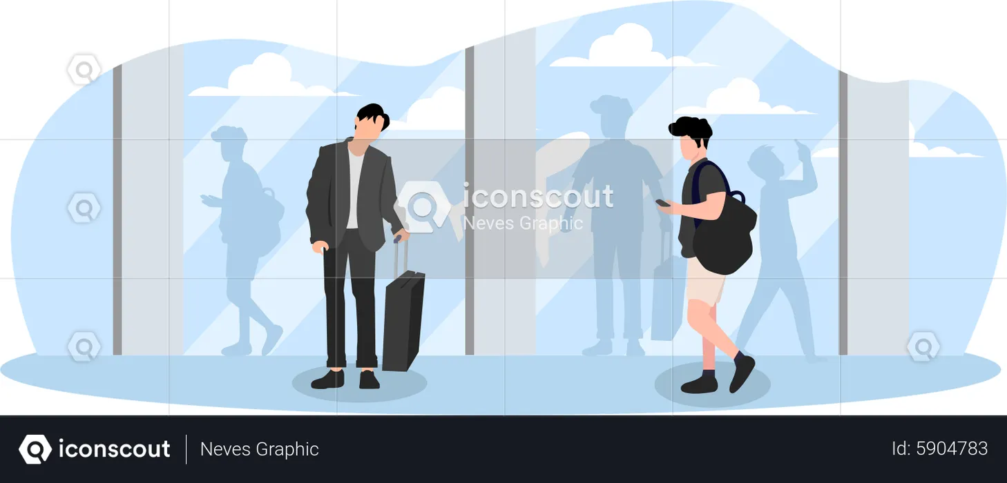 People in queue at airport  Illustration